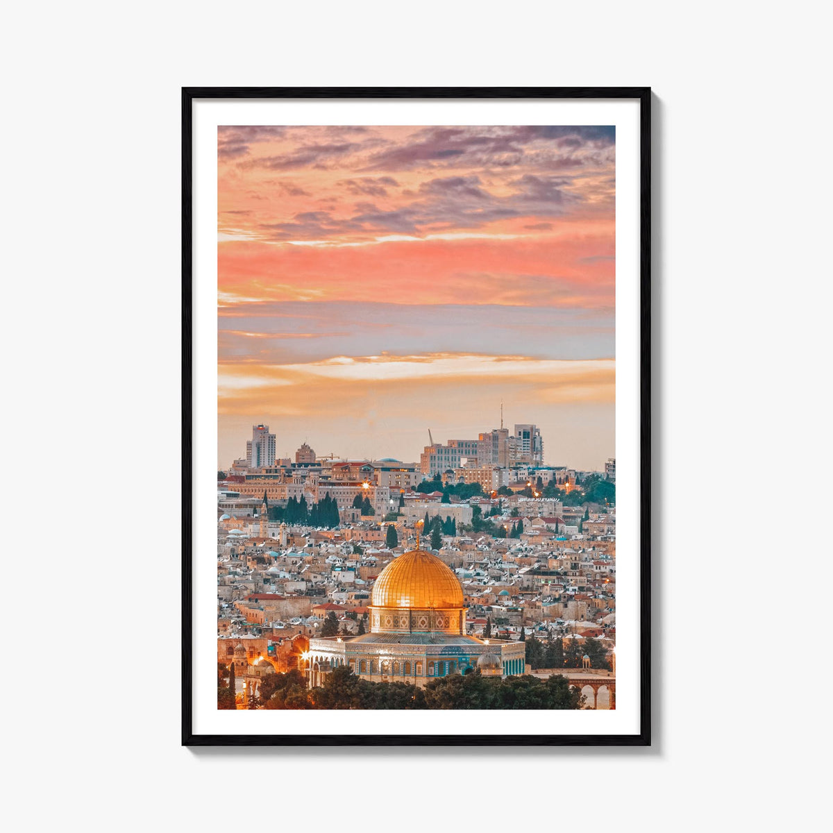 Jerusalem colorful photo poster of Middle East – vertical wall art, unframed print shown in interior mockup