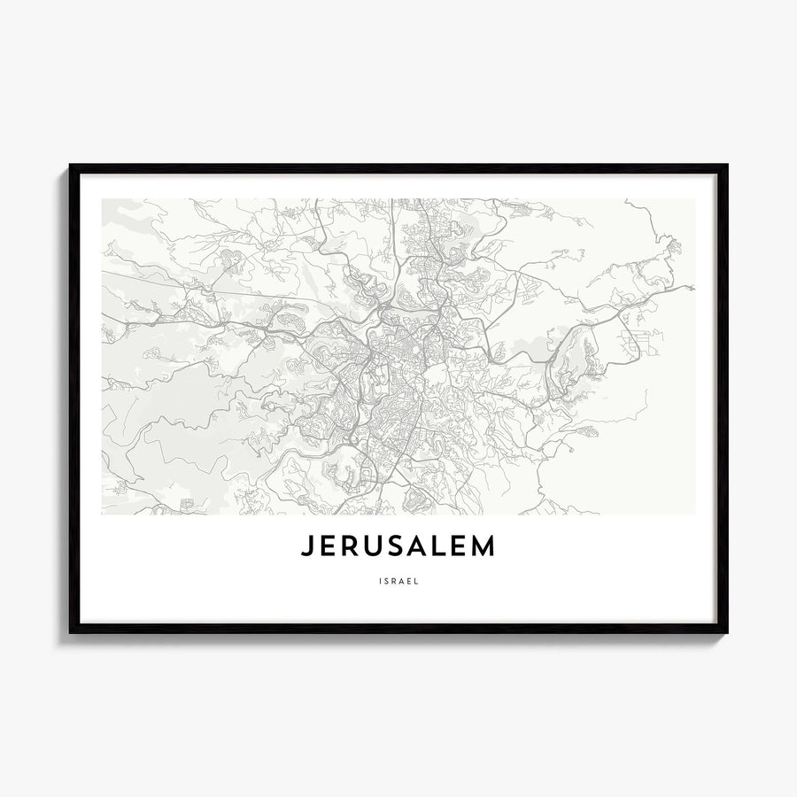 Jerusalem Map Poster, framed poster mockup