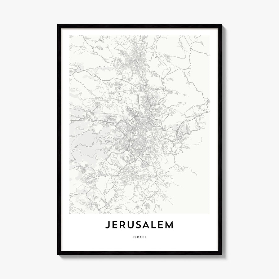 Jerusalem Map Poster, framed poster mockup
