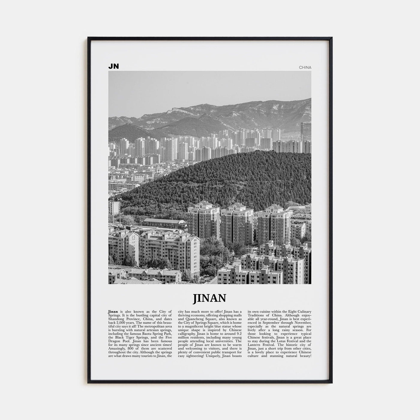 Jinan Poster None / 8x12 in Nbourhood Travel B&W Poster