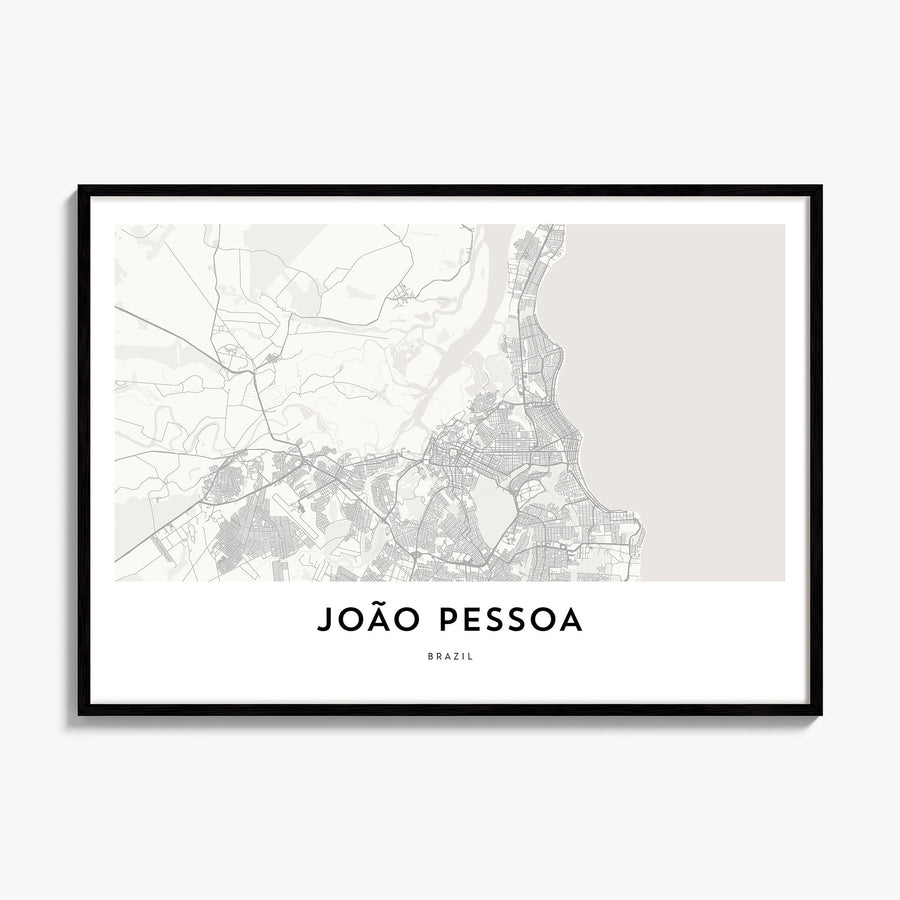 João Pessoa Map Poster, framed poster mockup