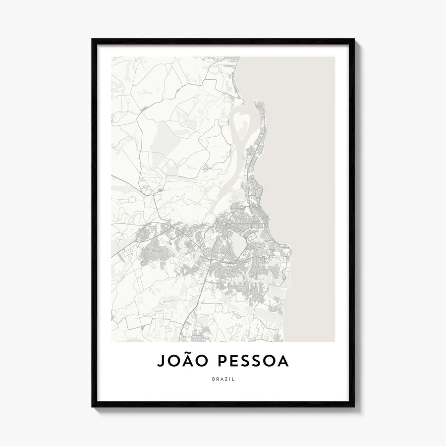 João Pessoa Map Poster, framed poster mockup