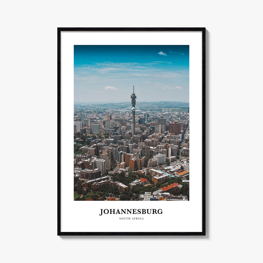 Johannesburg colorful classic poster of South Africa – vertical wall art, unframed print shown in interior mockup