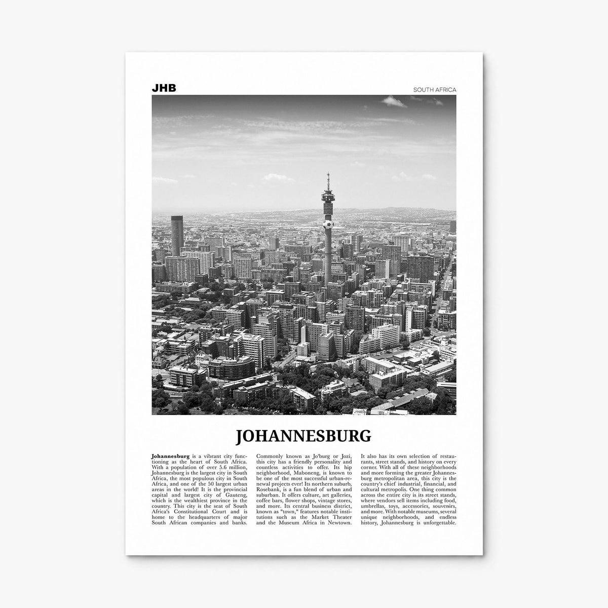 Johannesburg Newspaper No 1 Poster, print only (unframed)