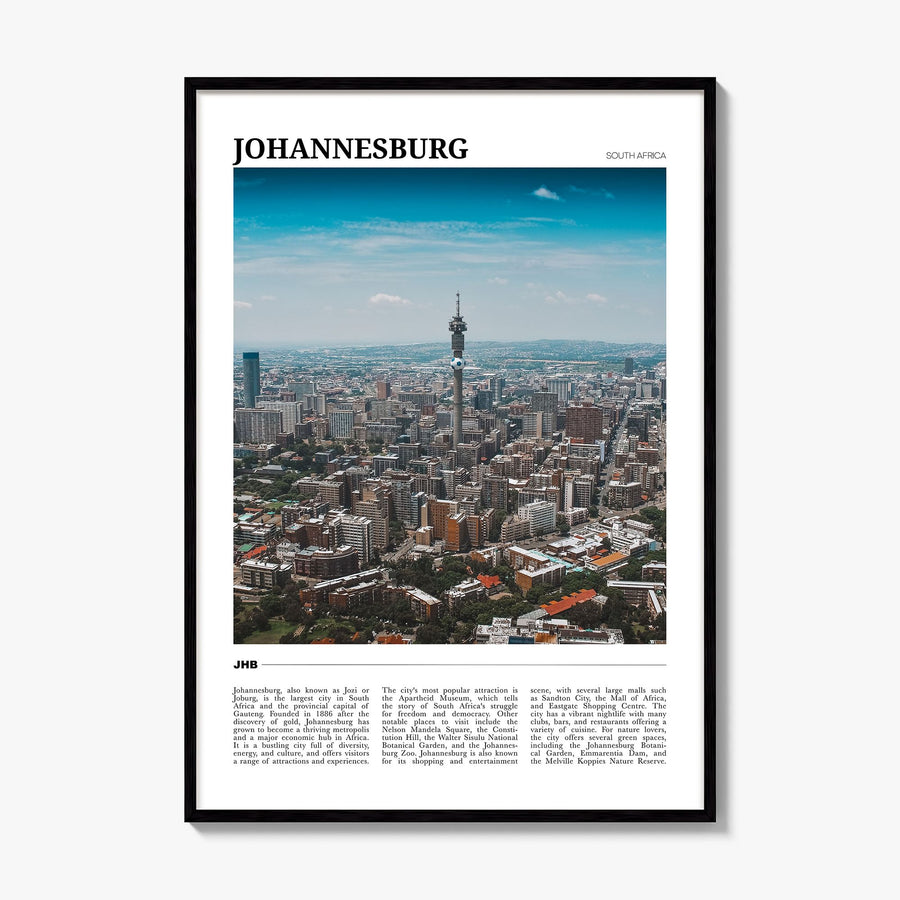 Johannesburg Travel Poster, framed poster mockup