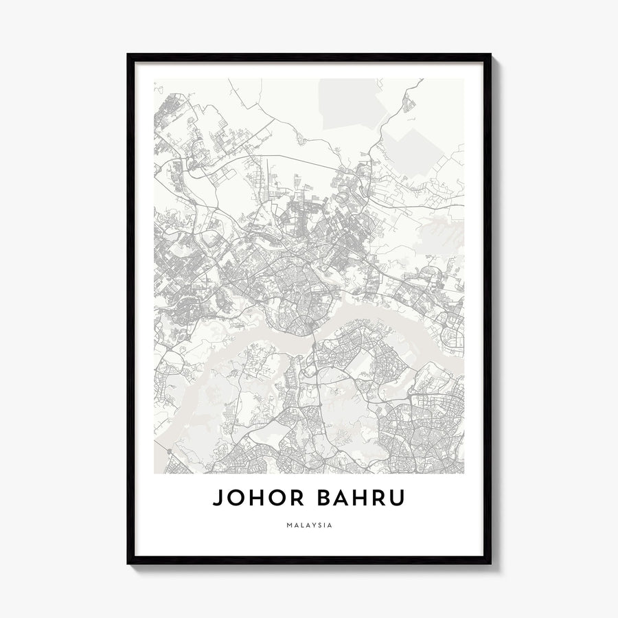 Johor Bahru Map Poster, framed poster mockup