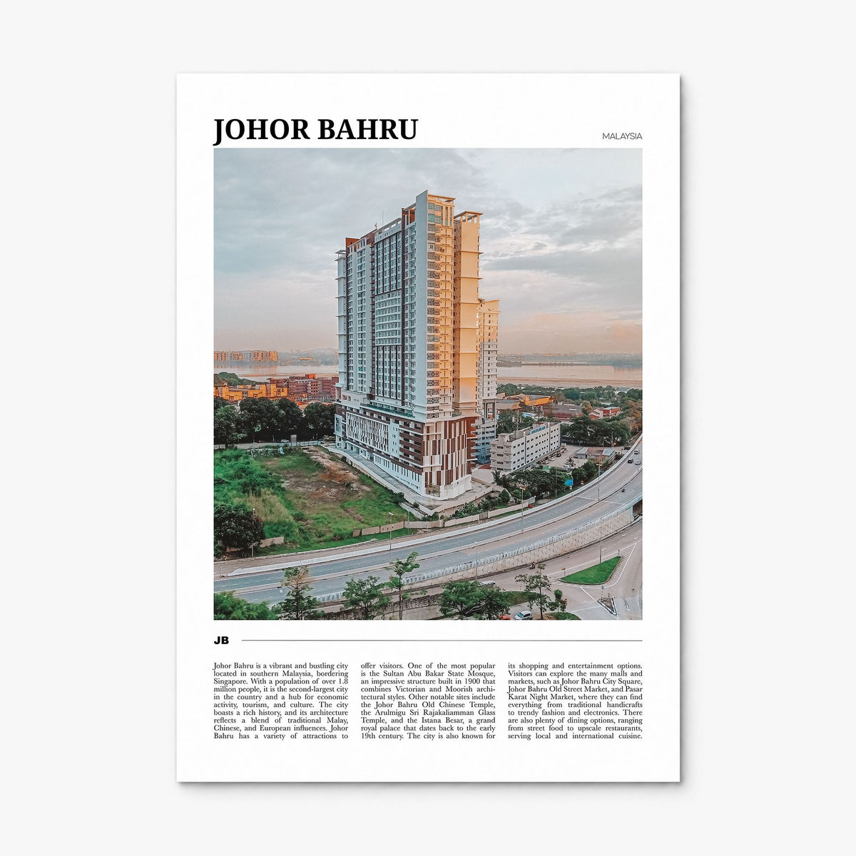 Johor Bahru Travel Poster, print only (unframed)