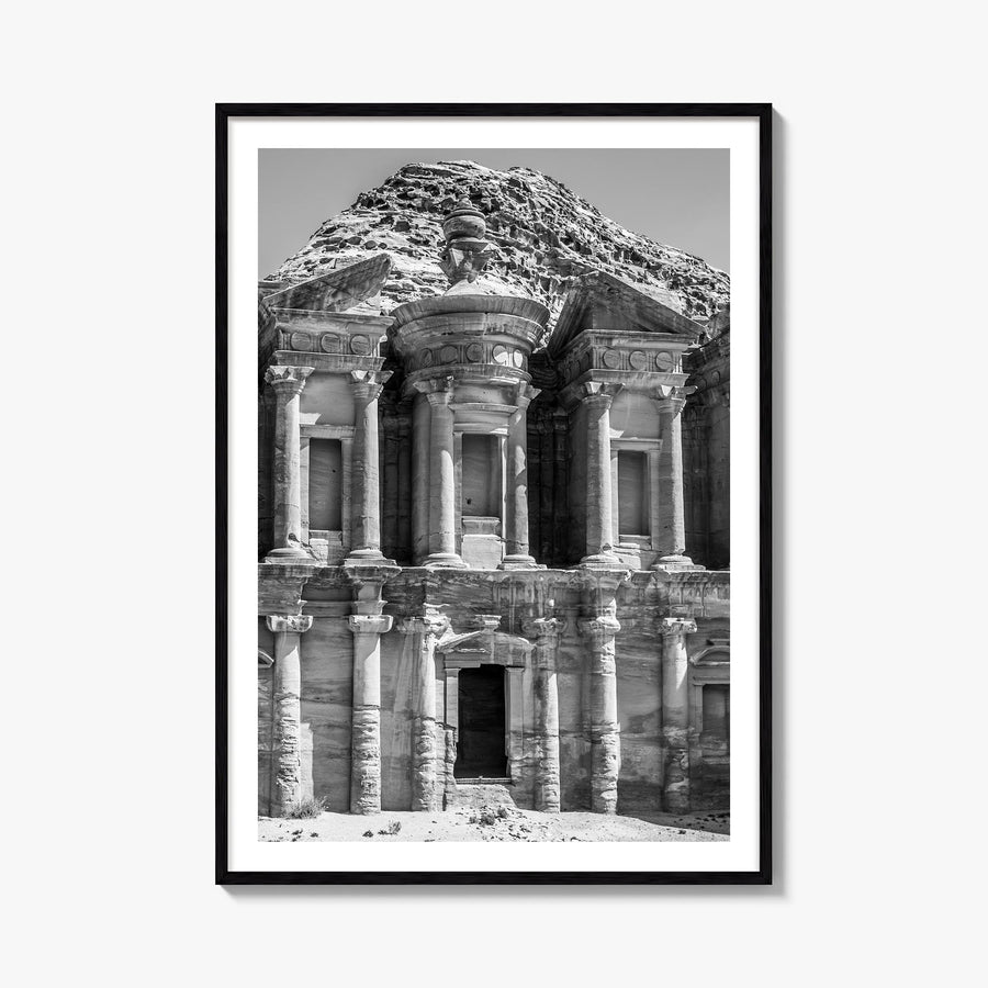 Jordan black & white photo poster of Middle East – vertical wall art, unframed print shown in interior mockup