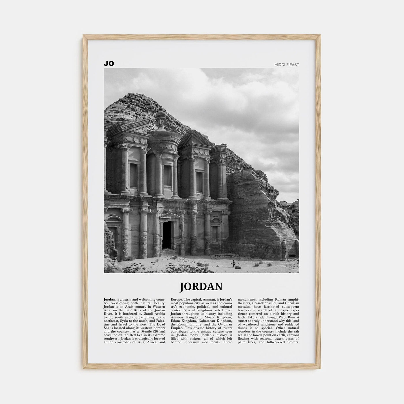 Jordan Poster Natural Wood / 8x12 in Nbourhood Travel B&W Poster