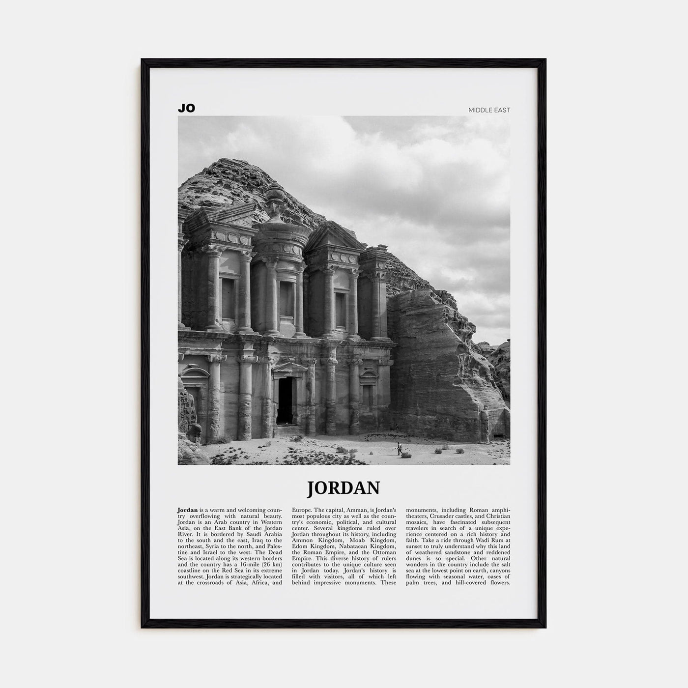 Jordan Poster Black Wood / 8x12 in Nbourhood Travel B&W Poster