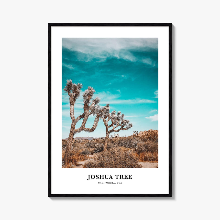 Joshua Tree National Park colorful classic poster of California, USA – vertical wall art, unframed print shown in interior mo
