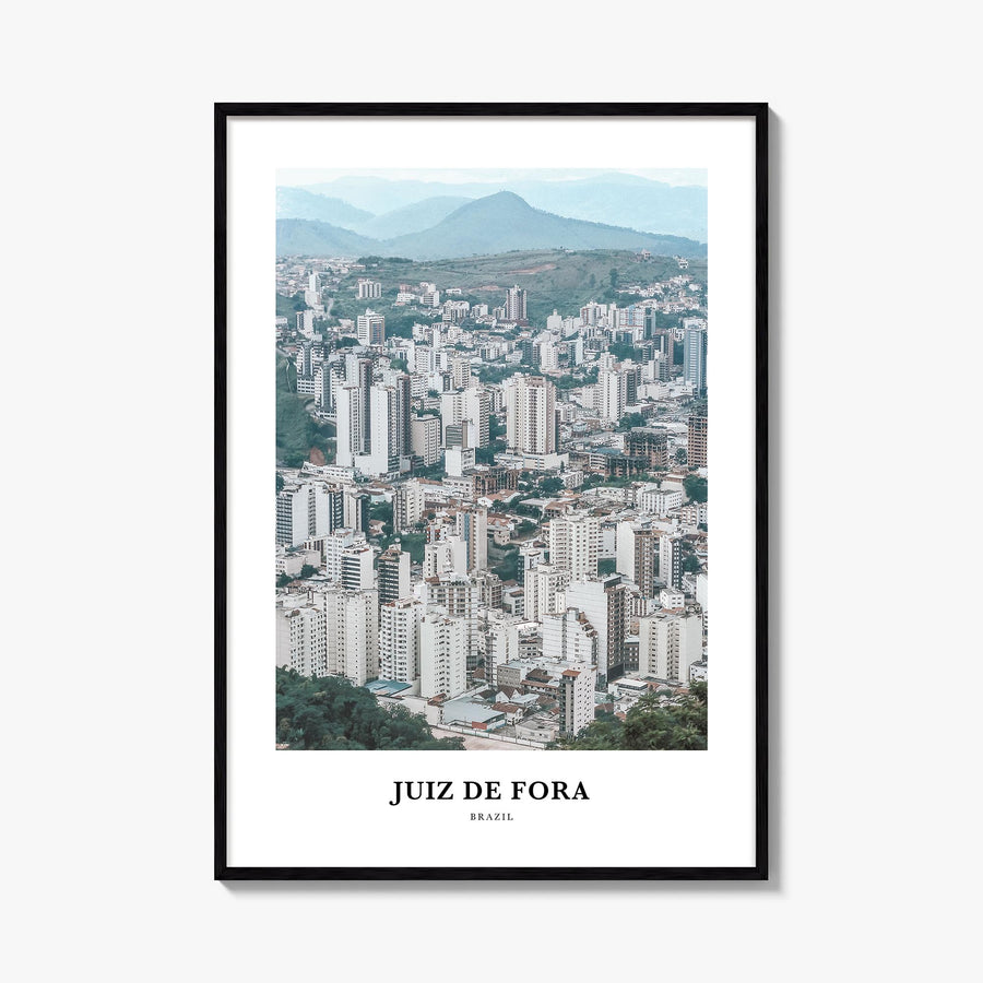 Juiz de Fora colorful classic poster of Brazil – vertical wall art, unframed print shown in interior mockup