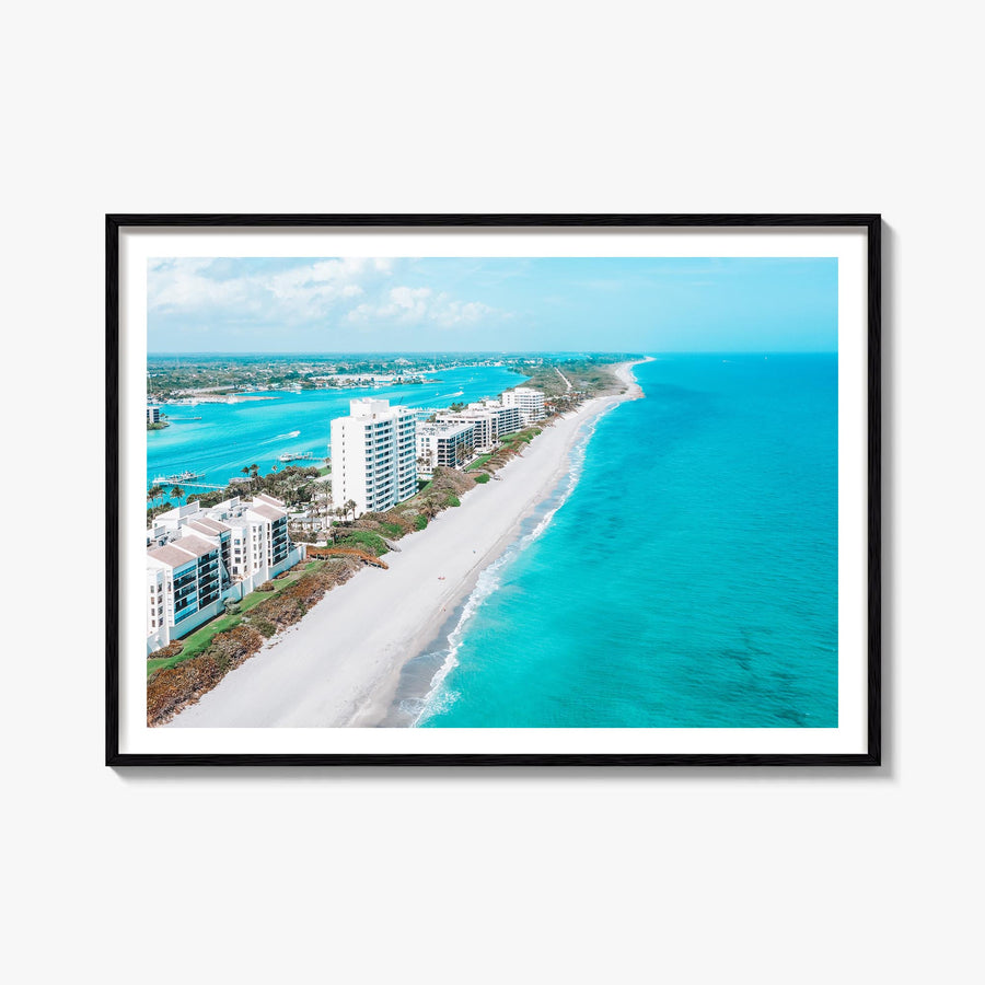 Jupiter colorful photo poster of Florida, USA – horizontal wall art, unframed print shown in interior mockup