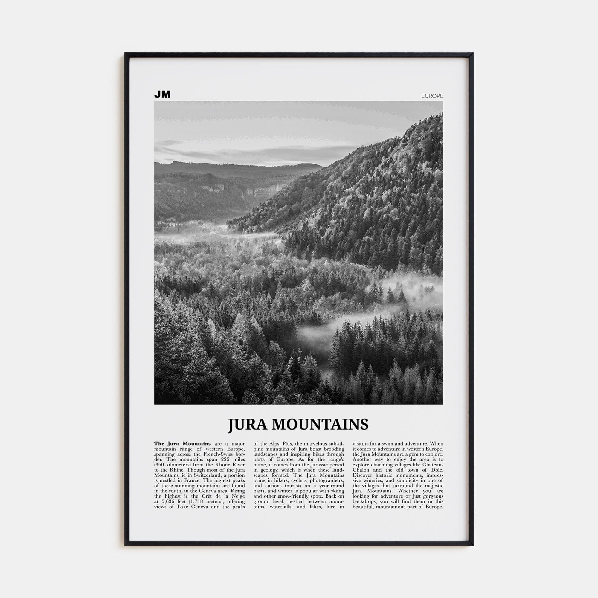 Jura Mountains Poster None / 8x12 in Nbourhood Travel B&W Poster