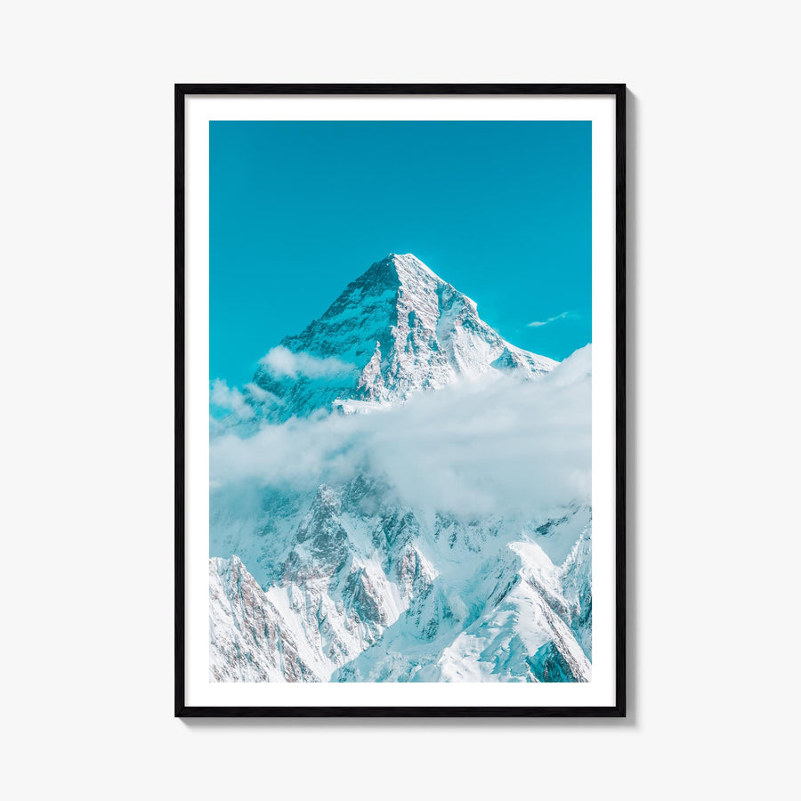 K2 colorful photo poster of Pakistan & China – vertical wall art, unframed print shown in interior mockup