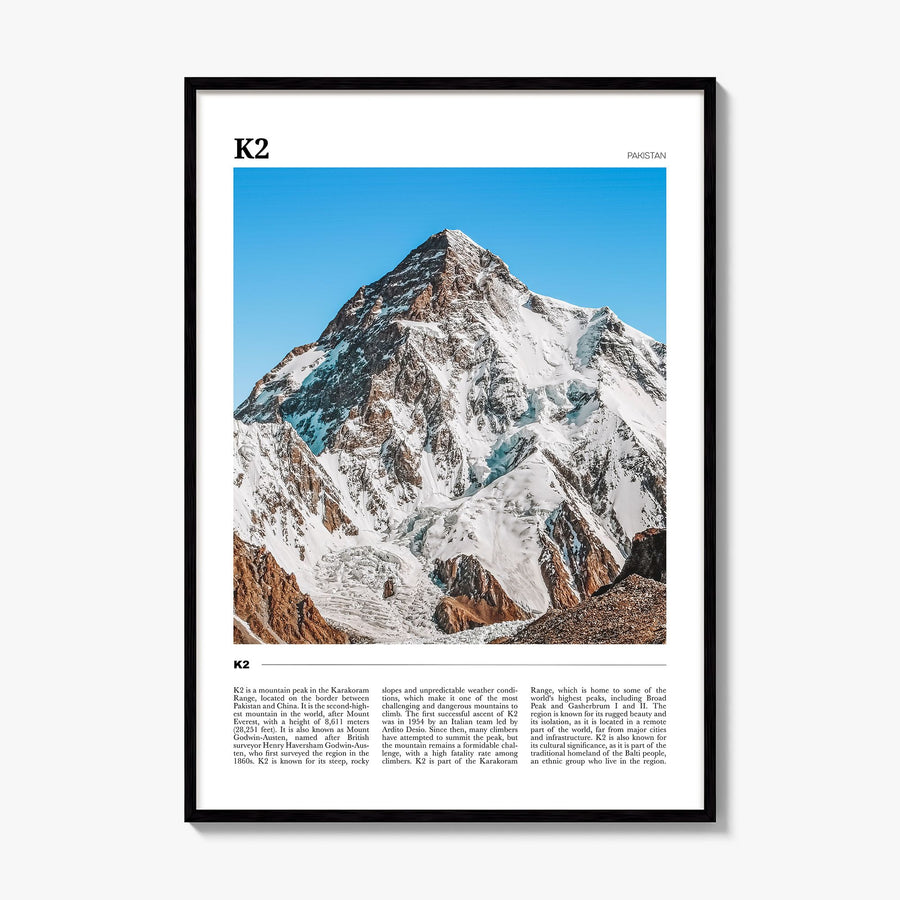 K2 Travel Poster, framed poster mockup