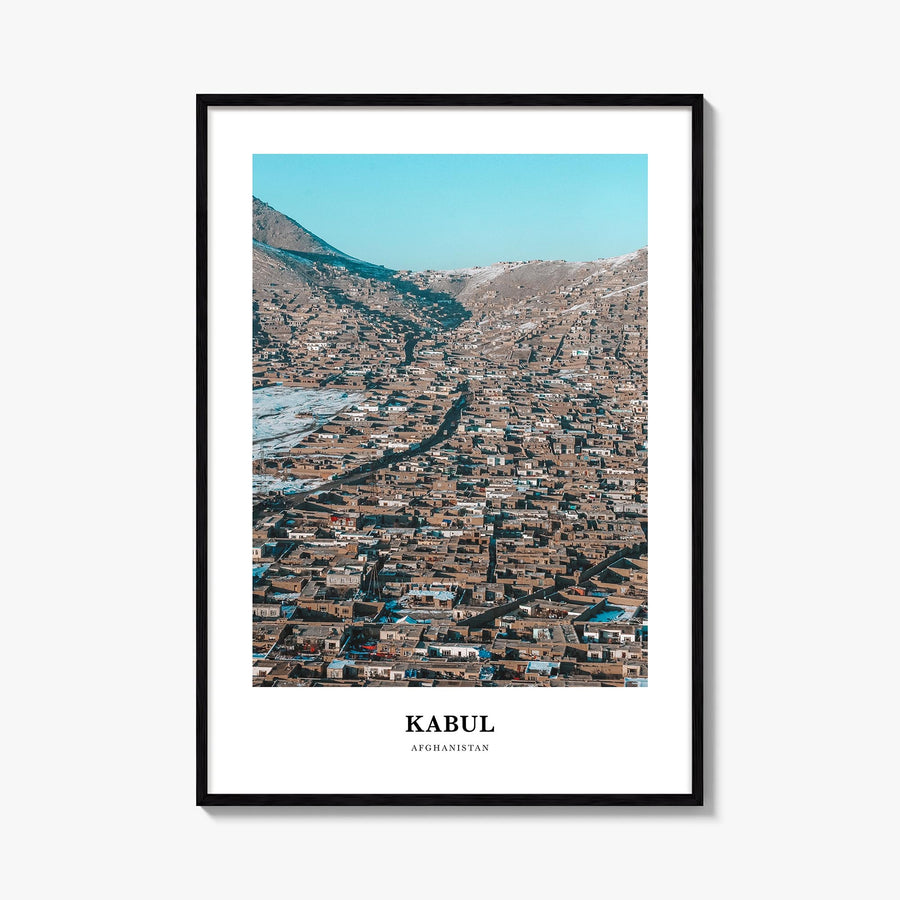 Kabul colorful classic poster of Afghanistan – vertical wall art, unframed print shown in interior mockup