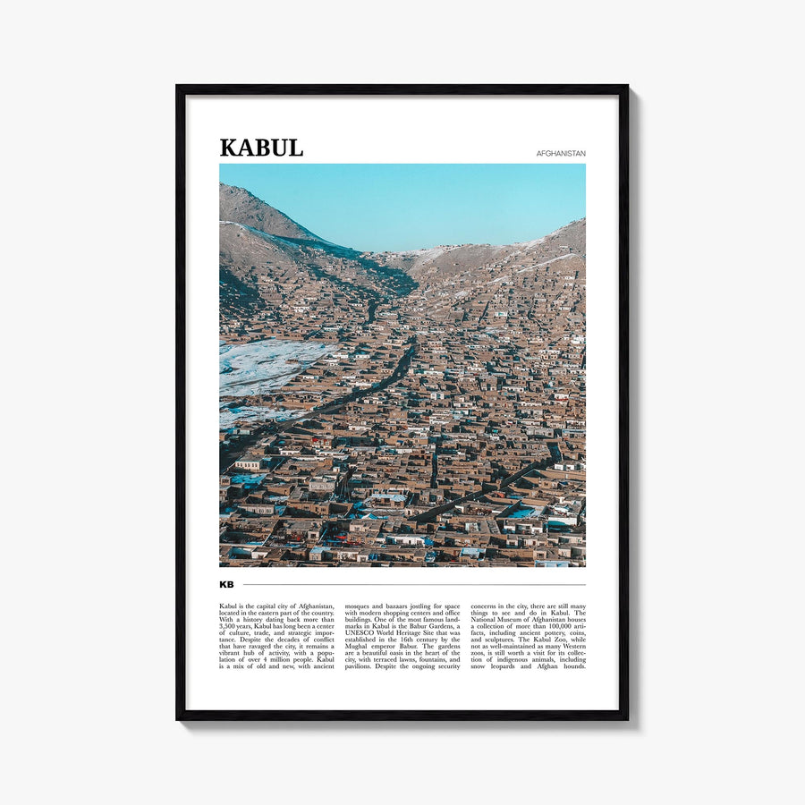 Kabul colorful travel poster of Afghanistan – vertical wall art, unframed print shown in interior mockup