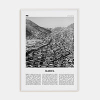 Kabul Poster White Wood / 8x12 in Nbourhood Travel B&W Poster