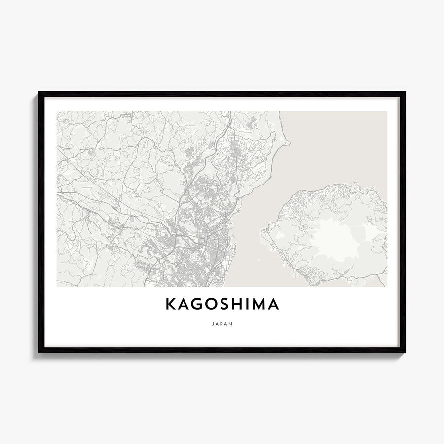Kagoshima Map Poster, framed poster mockup