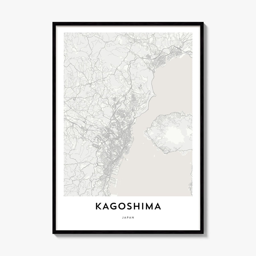 Kagoshima Map Poster, framed poster mockup