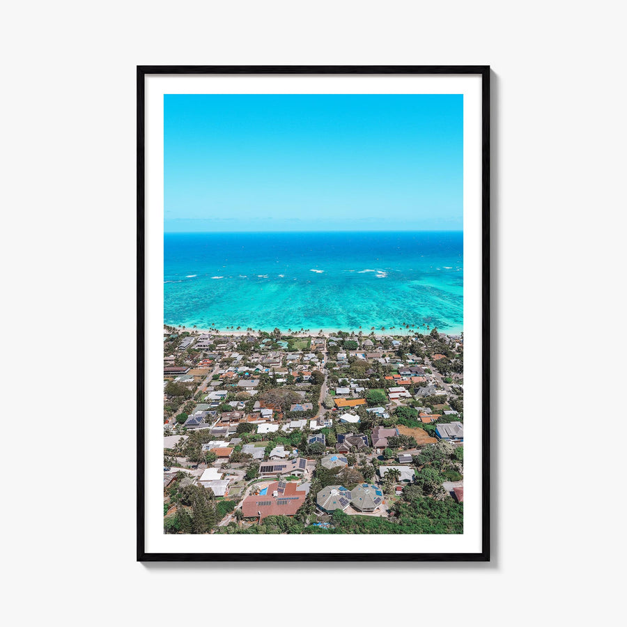 Kailua colorful photo poster of Hawaii, USA – vertical wall art, unframed print shown in interior mockup