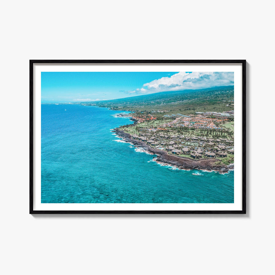 Kailua-Kona colorful photo poster of Hawaii, USA – horizontal wall art, unframed print shown in interior mockup