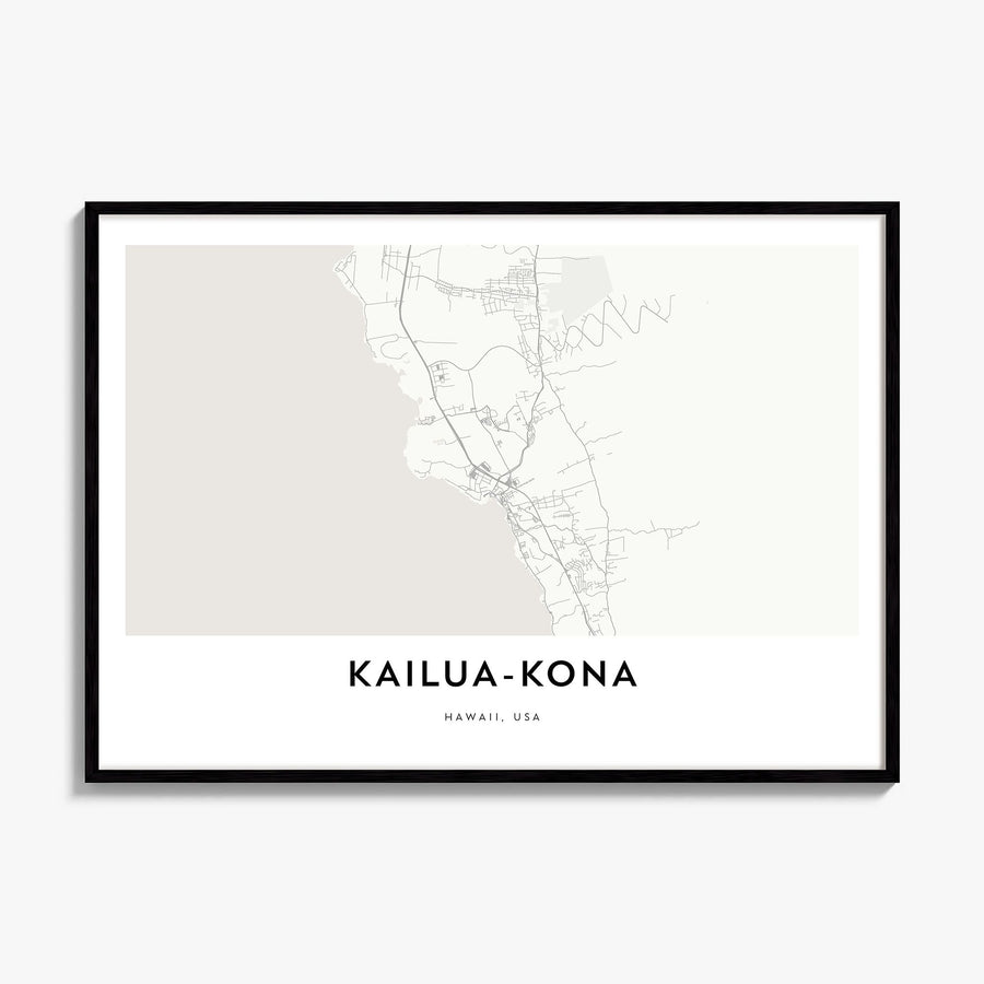 Kailua-Kona Map Poster, framed poster mockup