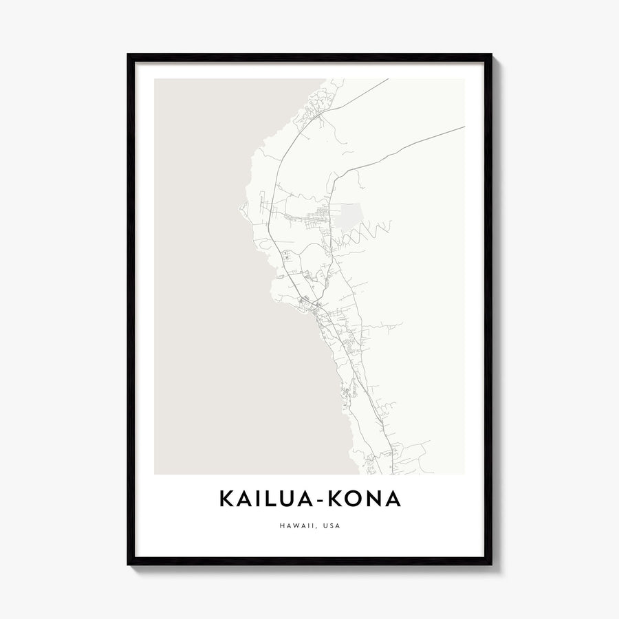 Kailua-Kona Map Poster, framed poster mockup