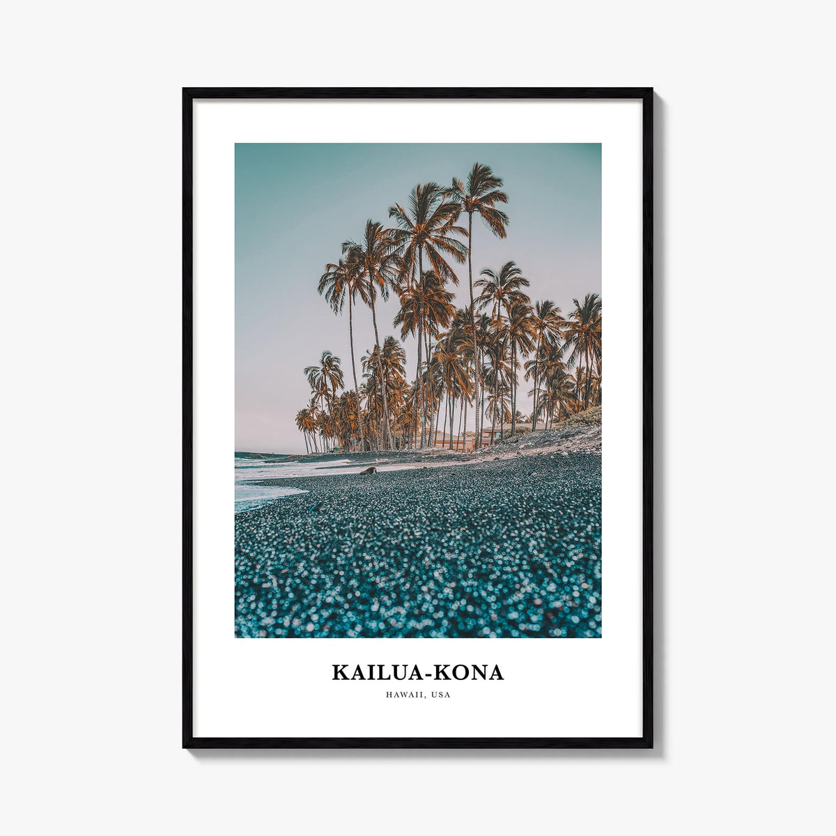 Kailua-Kona no. 1 colorful classic poster of Hawaii, USA – vertical wall art, unframed print shown in interior mockup