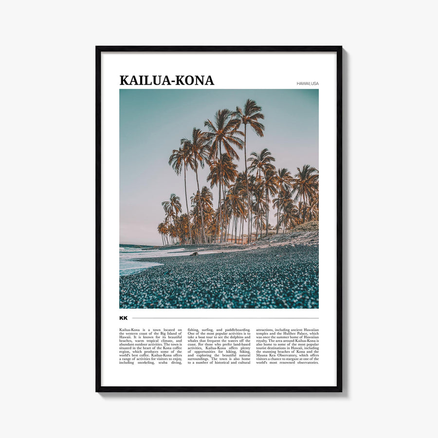 Kailua-Kona no. 1 colorful travel poster of Hawaii, USA – vertical wall art, unframed print shown in interior mockup