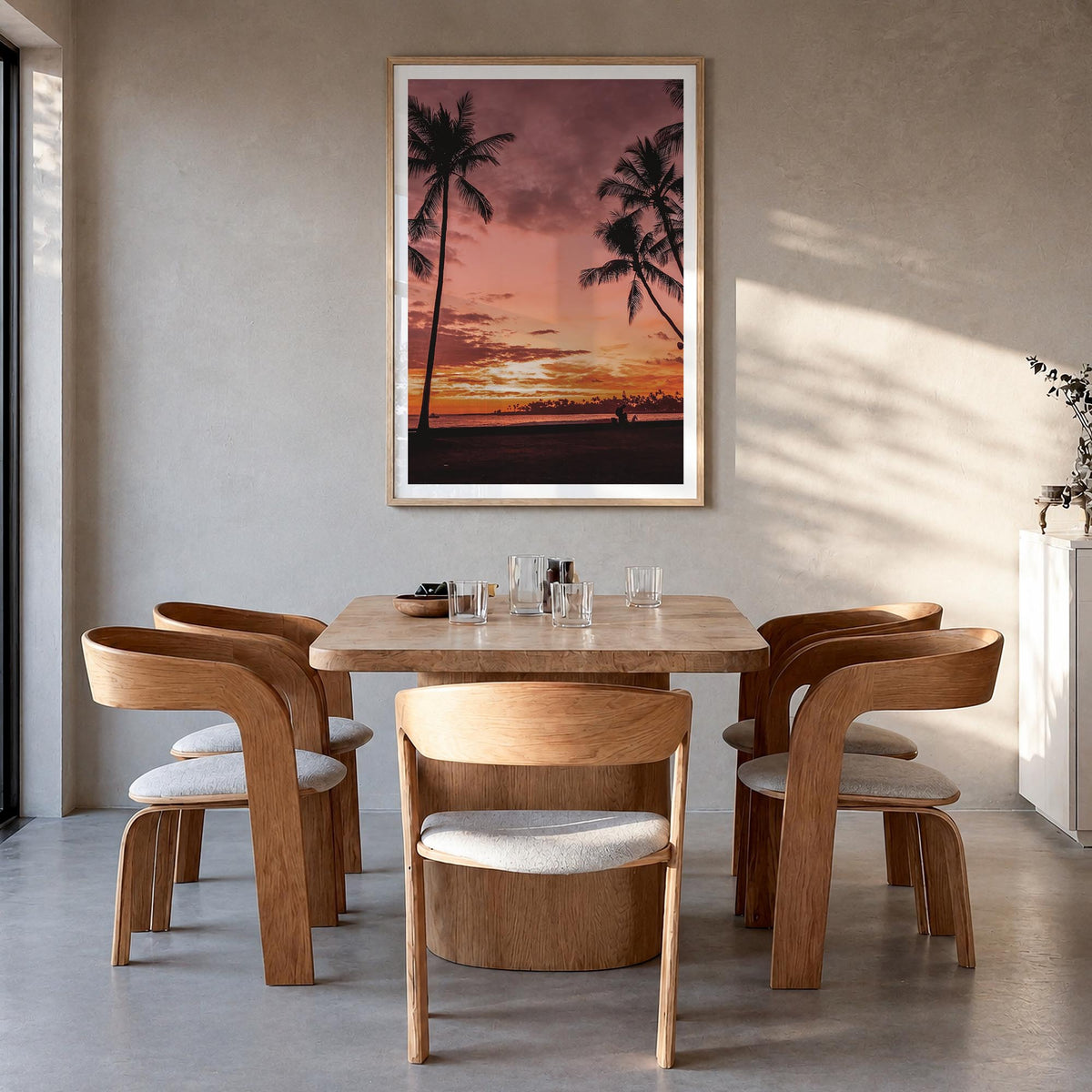 Kailua-Kona no. 2 colorful photo poster of Hawaii, USA – vertical wall art in natural wood frame with white border, hanging o