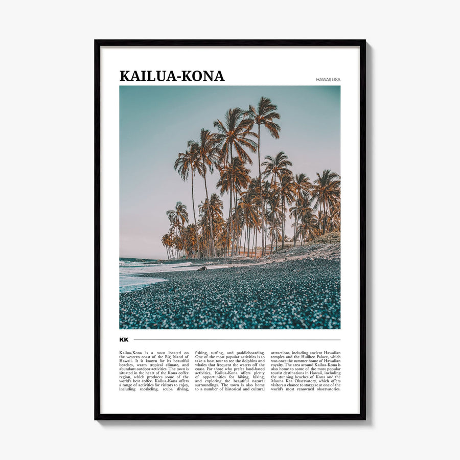 Kailua-Kona Travel No 1 Poster, framed poster mockup