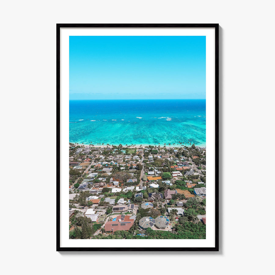 Kailua, Oahu Photo Poster, framed poster mockup, white border