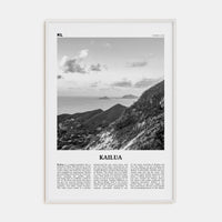 Kailua Poster White Wood / 8x12 in Nbourhood Travel B&W Poster