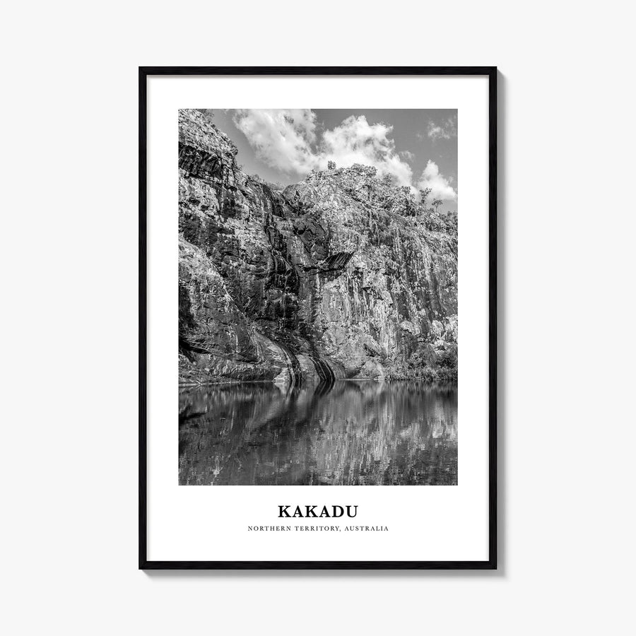 Kakadu black & white classic poster of Australia – vertical wall art, unframed print shown in interior mockup
