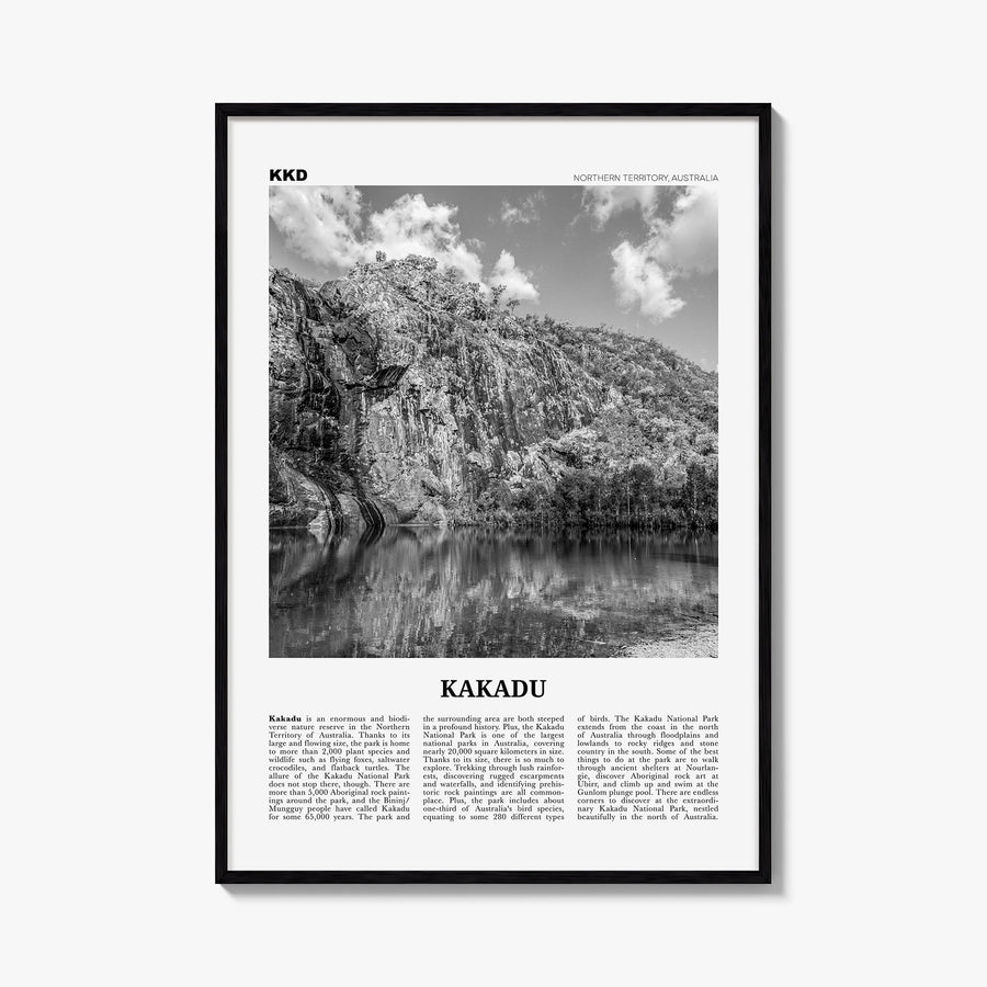Kakadu black & white newspaper poster of Australia – vertical wall art, unframed print shown in interior mockup