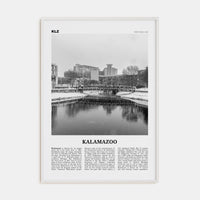 Kalamazoo Poster White Wood / 8x12 in Nbourhood Travel B&W Poster