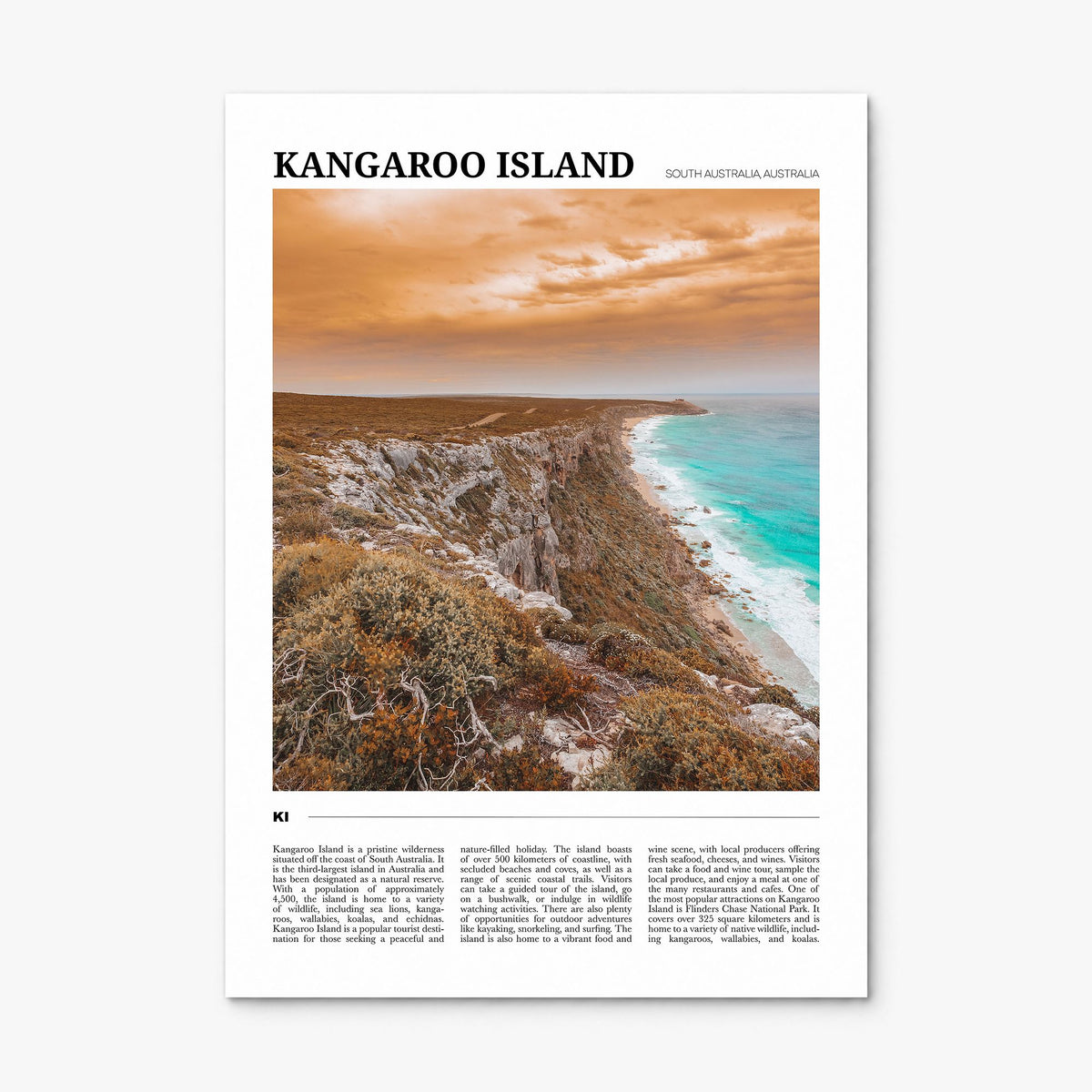 Kangaroo Island Travel Poster, print only (unframed)