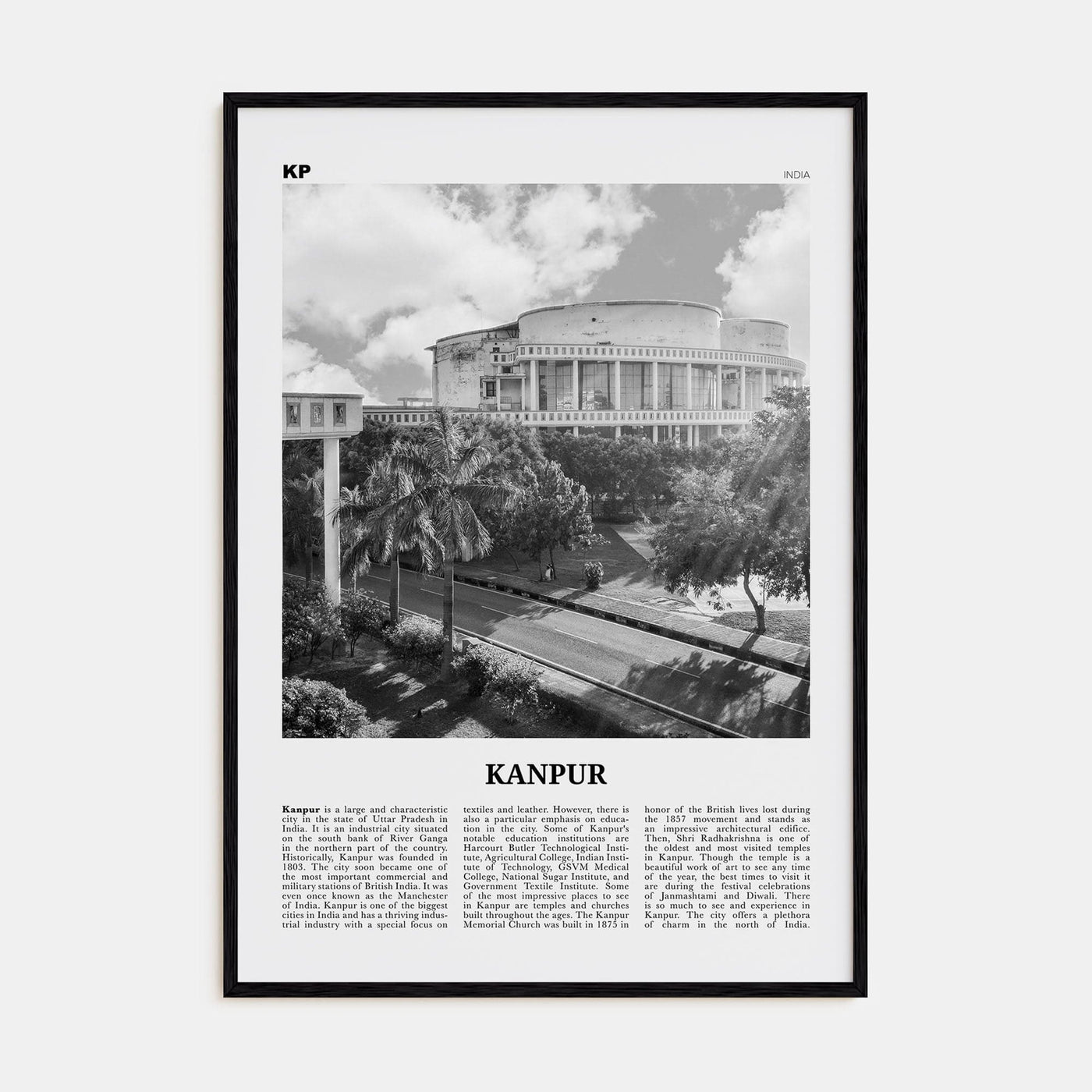 Kanpur Poster Black Wood / 8x12 in Nbourhood Travel B&W Poster