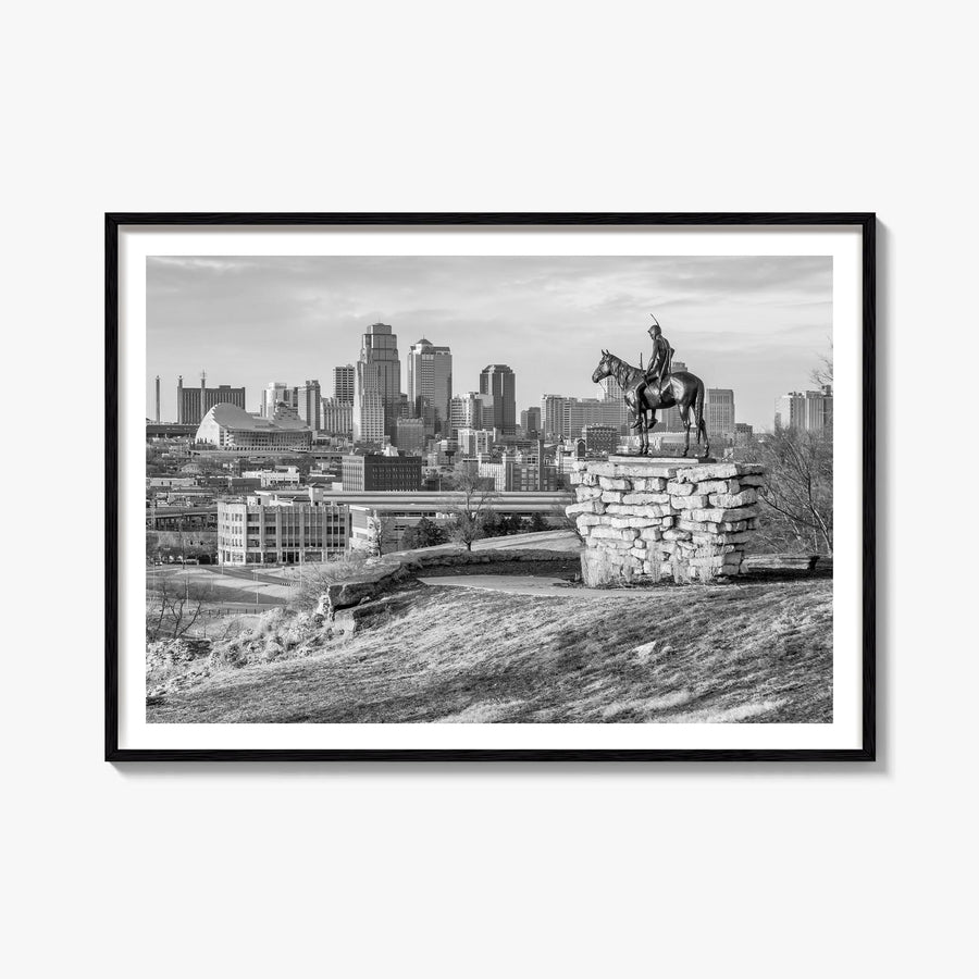 Kansas black & white photo poster of United States – horizontal wall art, unframed print shown in interior mockup