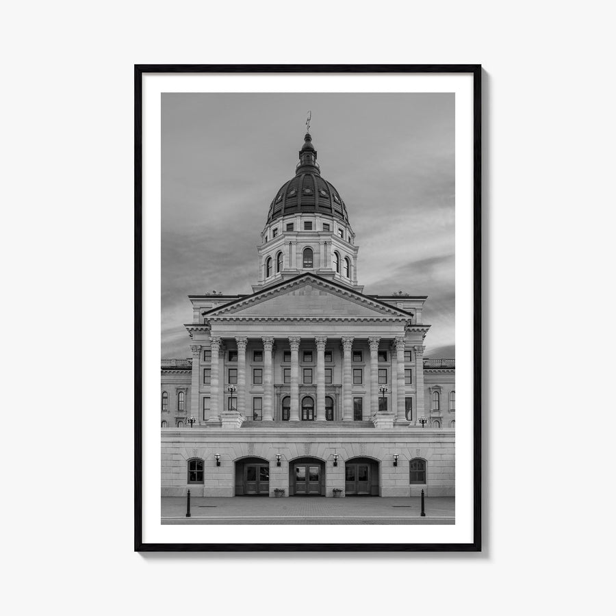 Kansas black & white photo poster of United States – vertical wall art, unframed print shown in interior mockup
