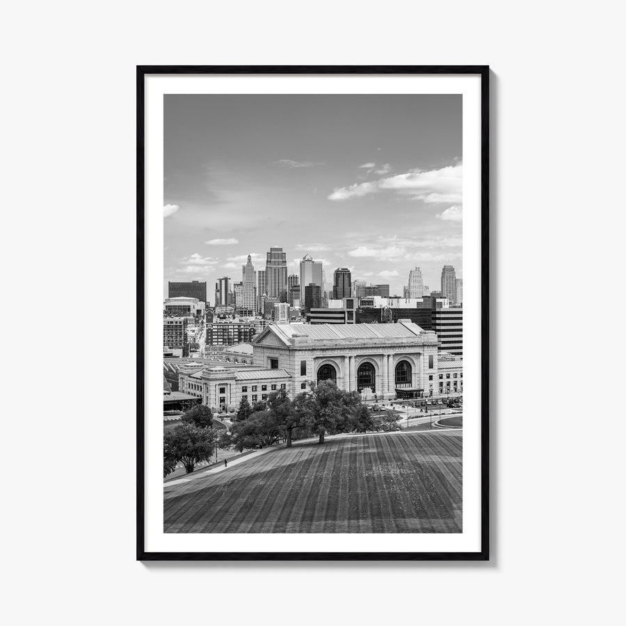 Kansas City no. 1 black & white photo poster of Missouri, USA – vertical wall art, unframed print shown in interior mockup