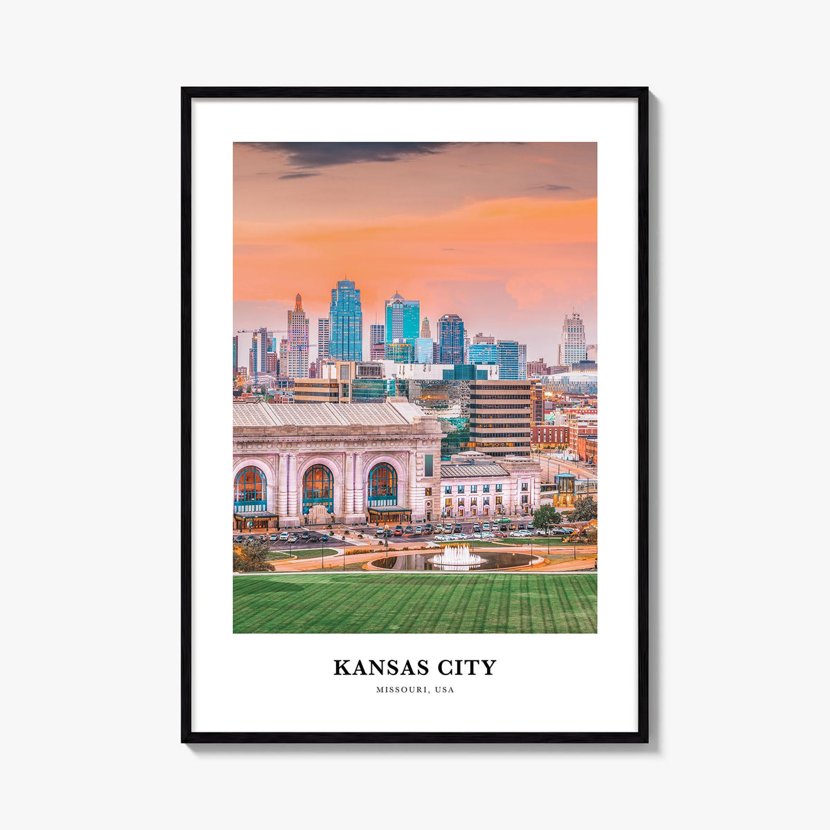 Kansas City no. 1 colorful classic poster of Missouri, USA – vertical wall art, unframed print shown in interior mockup
