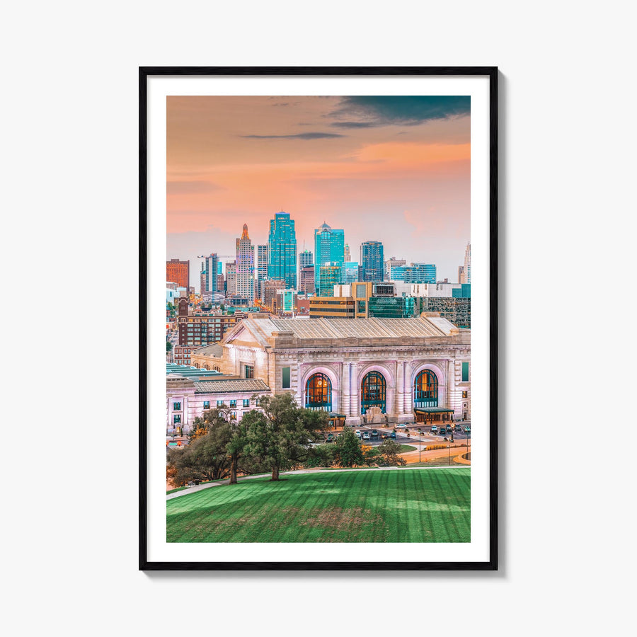 Kansas City no. 1 colorful photo poster of Missouri, USA – vertical wall art, unframed print shown in interior mockup