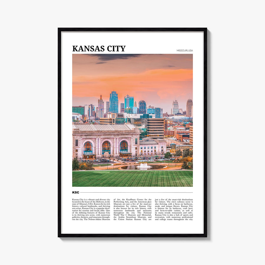 Kansas City no. 1 colorful travel poster of Missouri, USA – vertical wall art, unframed print shown in interior mockup