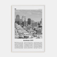 Kansas City No 1 Poster White Wood / 8x12 in Nbourhood Travel B&W Poster