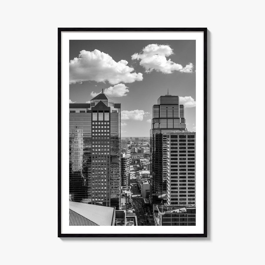 Kansas City no. 2 black & white photo poster of Missouri, USA – vertical wall art, unframed print shown in interior mockup
