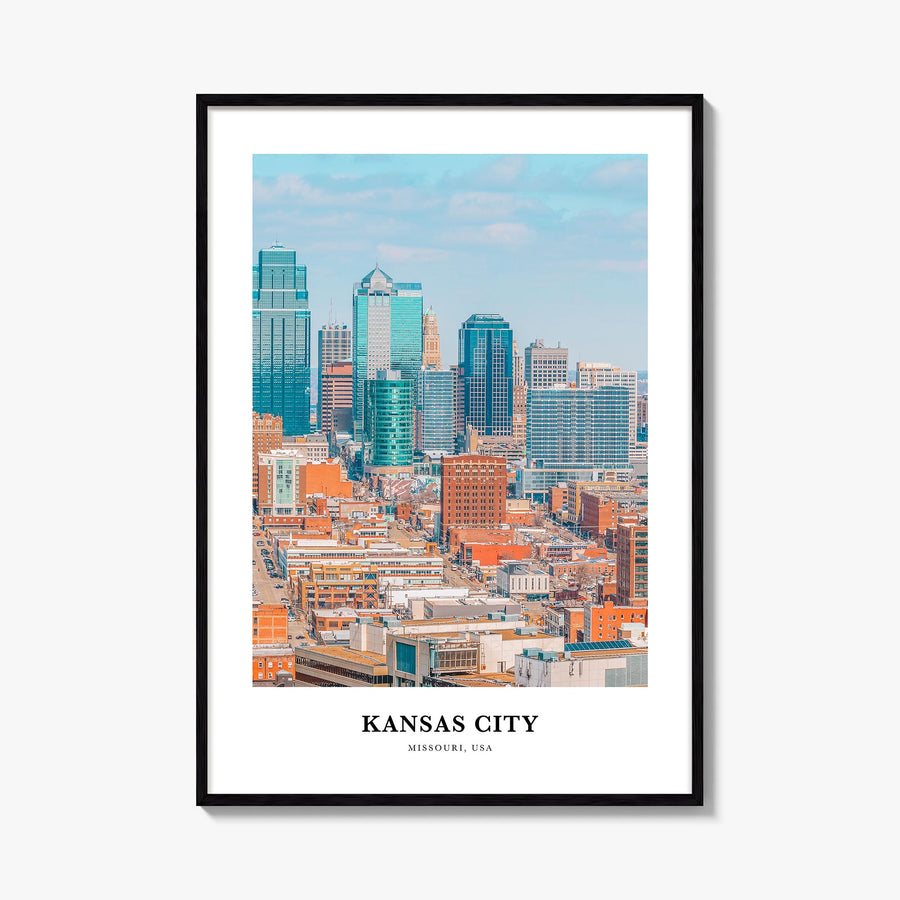 Kansas City no. 2 colorful classic poster of Missouri, USA – vertical wall art, unframed print shown in interior mockup