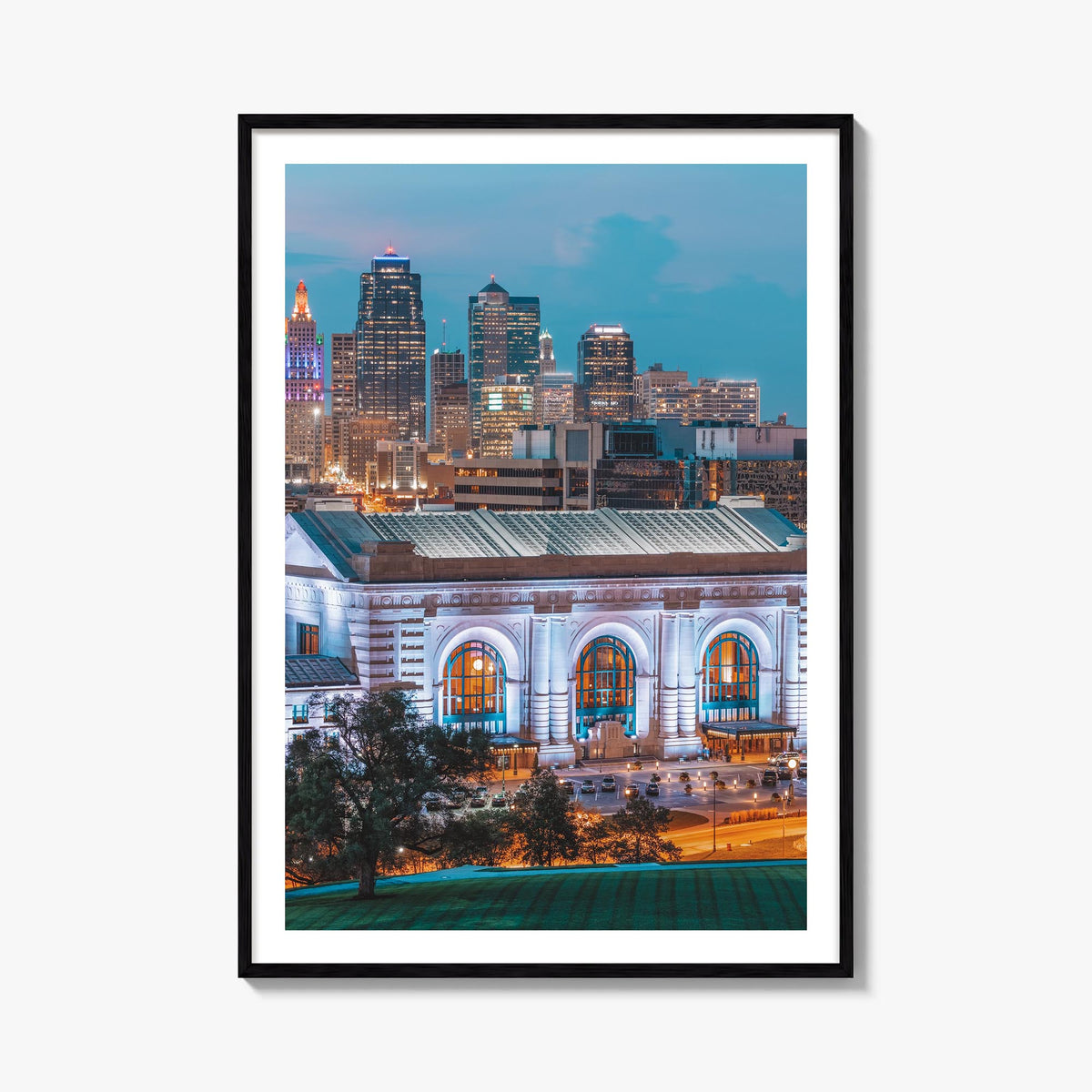 Kansas City no. 2 colorful photo poster of Missouri, USA – vertical wall art, unframed print shown in interior mockup